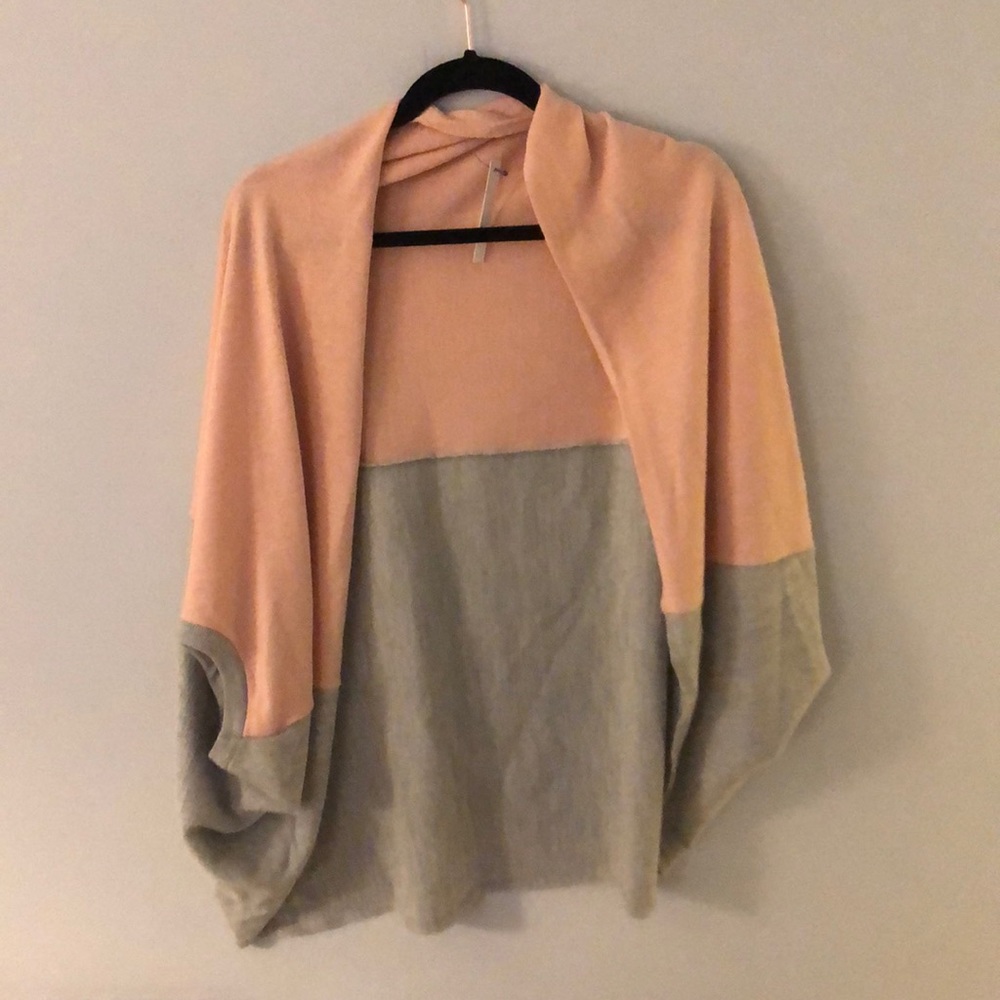 ASOS S pink grey colorblock cocoon cardigan NWT
